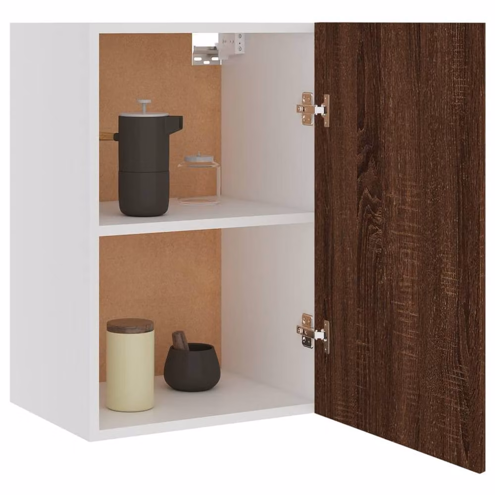 Berkfield Home Brown Oak Wall Mounted Hanging Kitchen Cabinet with Internal Shelves, W/D/H: 39.5 x 31 x 60 cm – 4