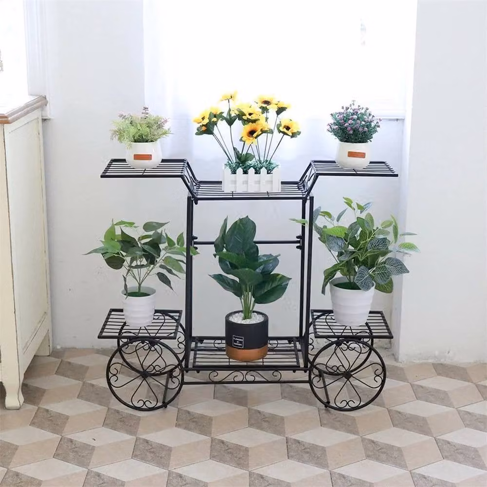 Kelvenix Iron Thicken 6 Position Metal Planter in Black – 2