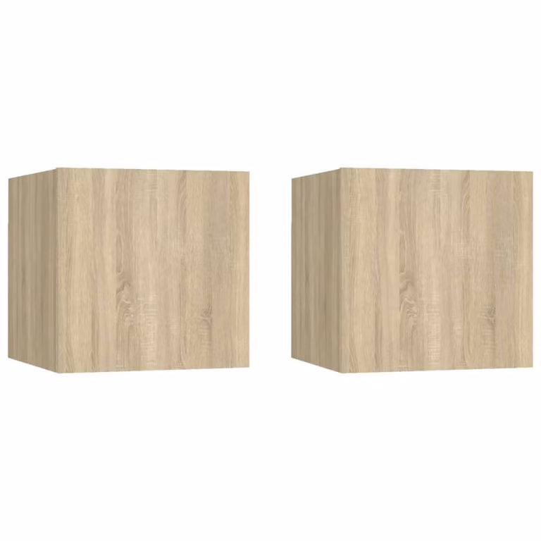 Berkfield Home Practical Bedside Cabinets, 2 Piece Set in Sonoma Oak, Light Tan, W/D/H: 30.5 x 30 x 30 cm