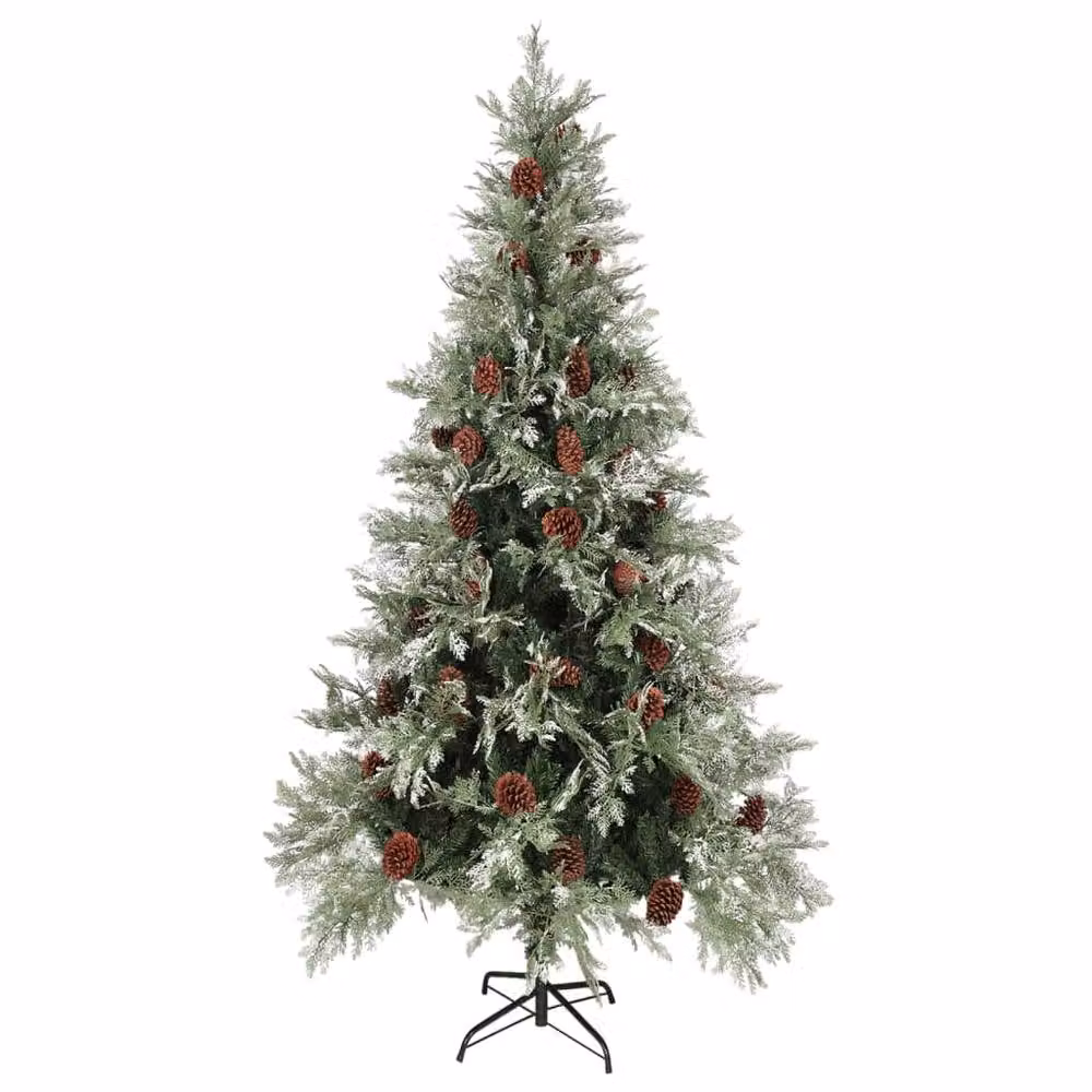 Berkfield Home Beautiful Christmas Tree with Pine Cones in Green and White, Height: 225 cm – 3