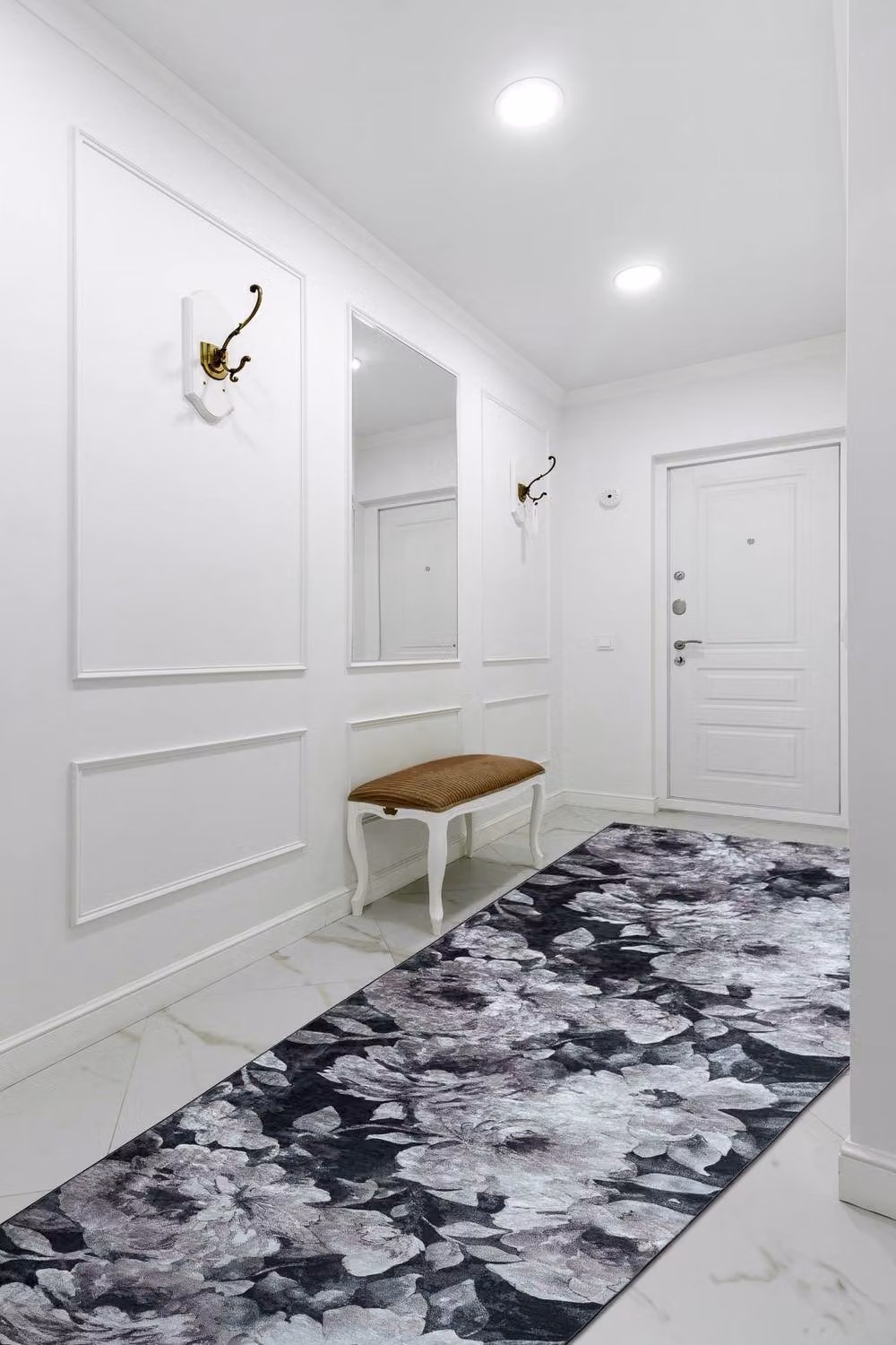 RugsX Grey Lotus Anti-Slip Floral Runner, W: 60 cm, L: 100 cm – 3