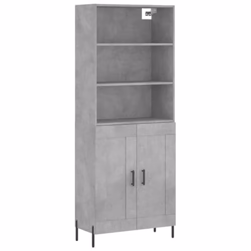 vidaXL Highboard in Concrete Grey, W/D/H: 69.5 x 34 x 180 cm