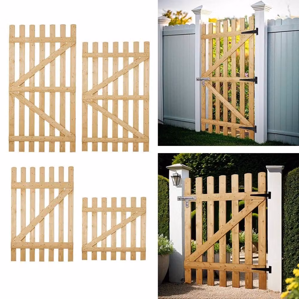 Kelvenix Brown Wooden Swing Garden Gate, W: 180 cm, H: 120 cm, D: 90 cm – 4