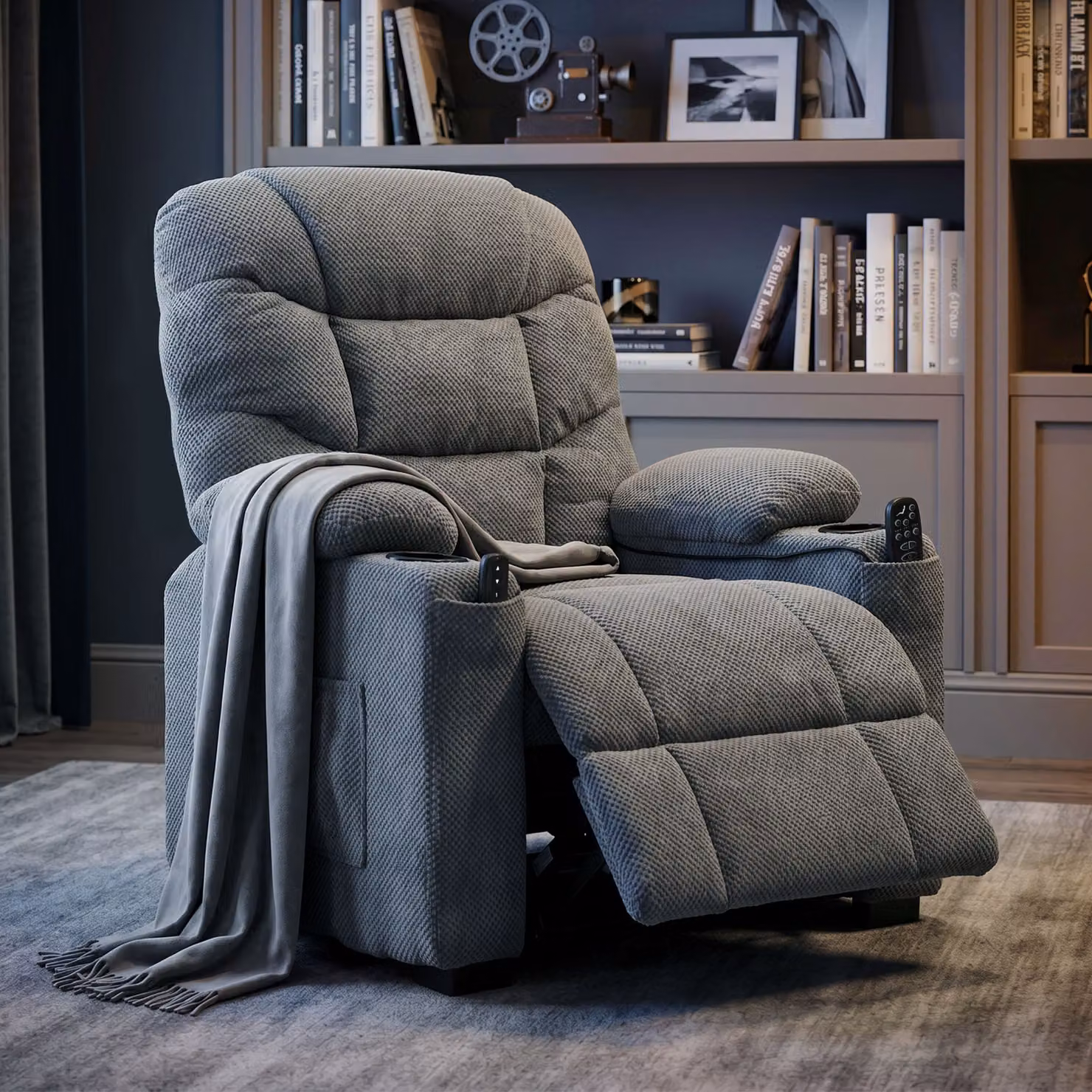 HOMCOM Recliner Armchair with Vibration Massage and Heat in Dark Grey – 7