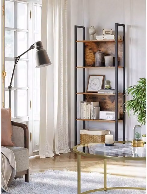 VASAGLE Industrial 5-Tier Bookcase and Storage Shelf in Bronze, Brown and Black