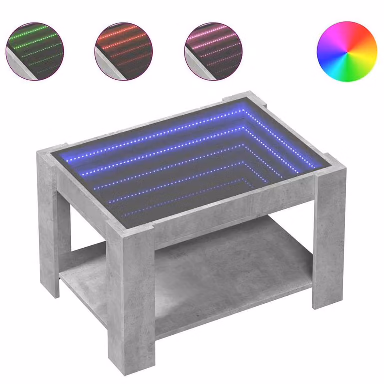 Berkfield Home Decorative LED Coffee Table in Concrete Grey, W/D/H: 73 x 53 x 45 cm