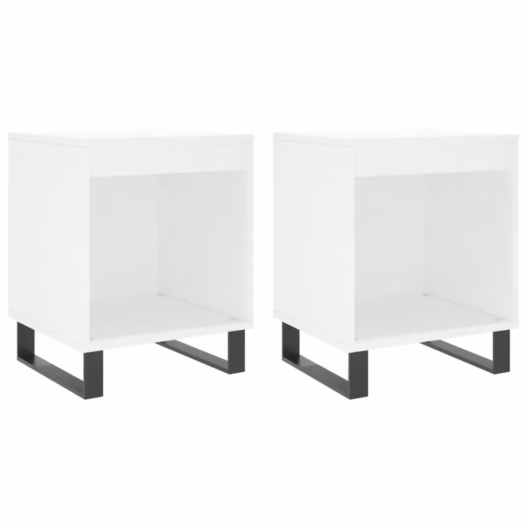 Berkfield Home Set of 2 White Modern Bedside Cabinets in Engineered Wood W/D/H: 40 x 35 x 50 cm