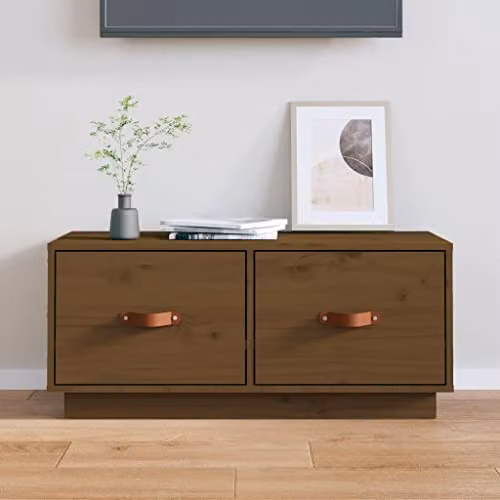 vidaXL TV Cabinet in Honey Brown Solid Pine Wood, W/D/H: 80 x 34 x 35 cm – 2