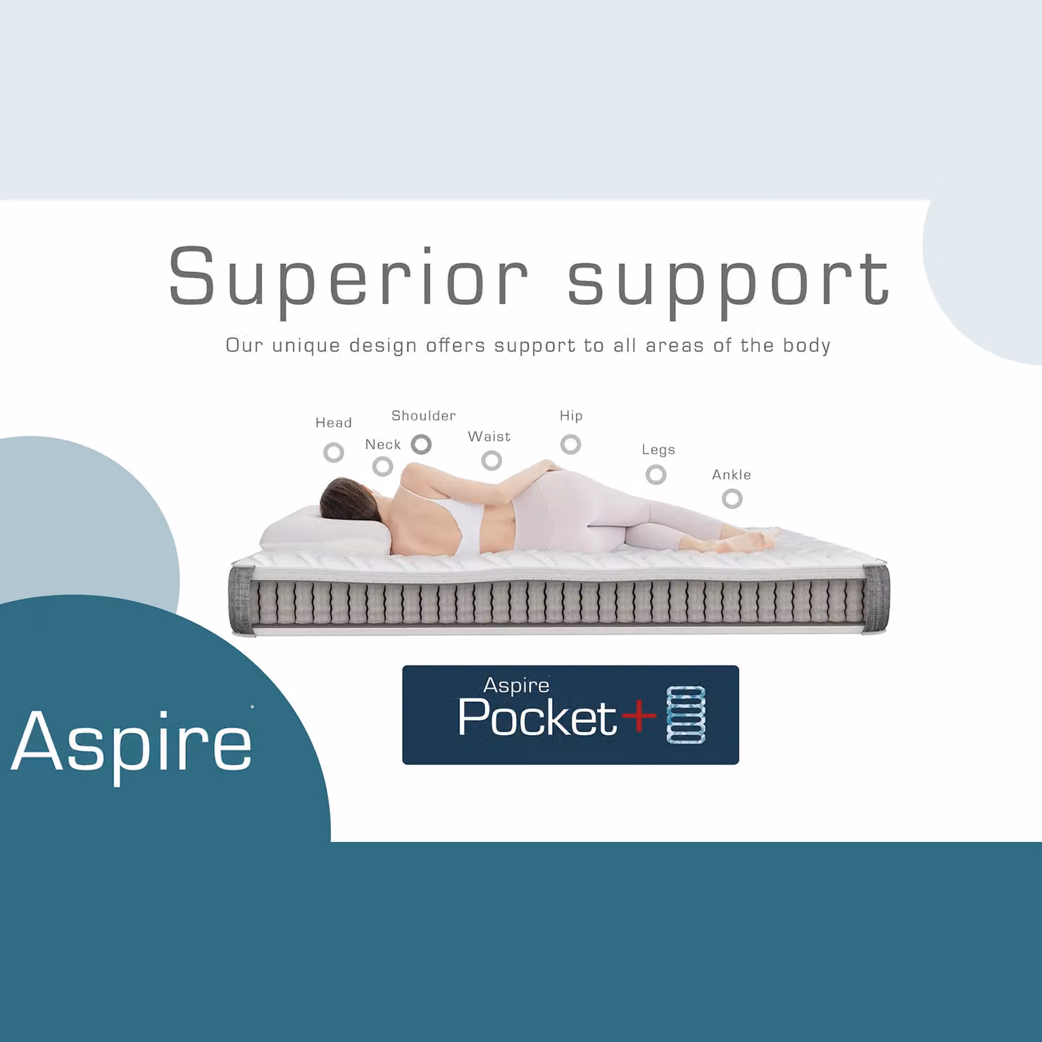 Aspire Kids and Teenagers Hybrid Pocket Sprung Memory Support Mattress in White, W/D/H: 120 x 200 cm – 5