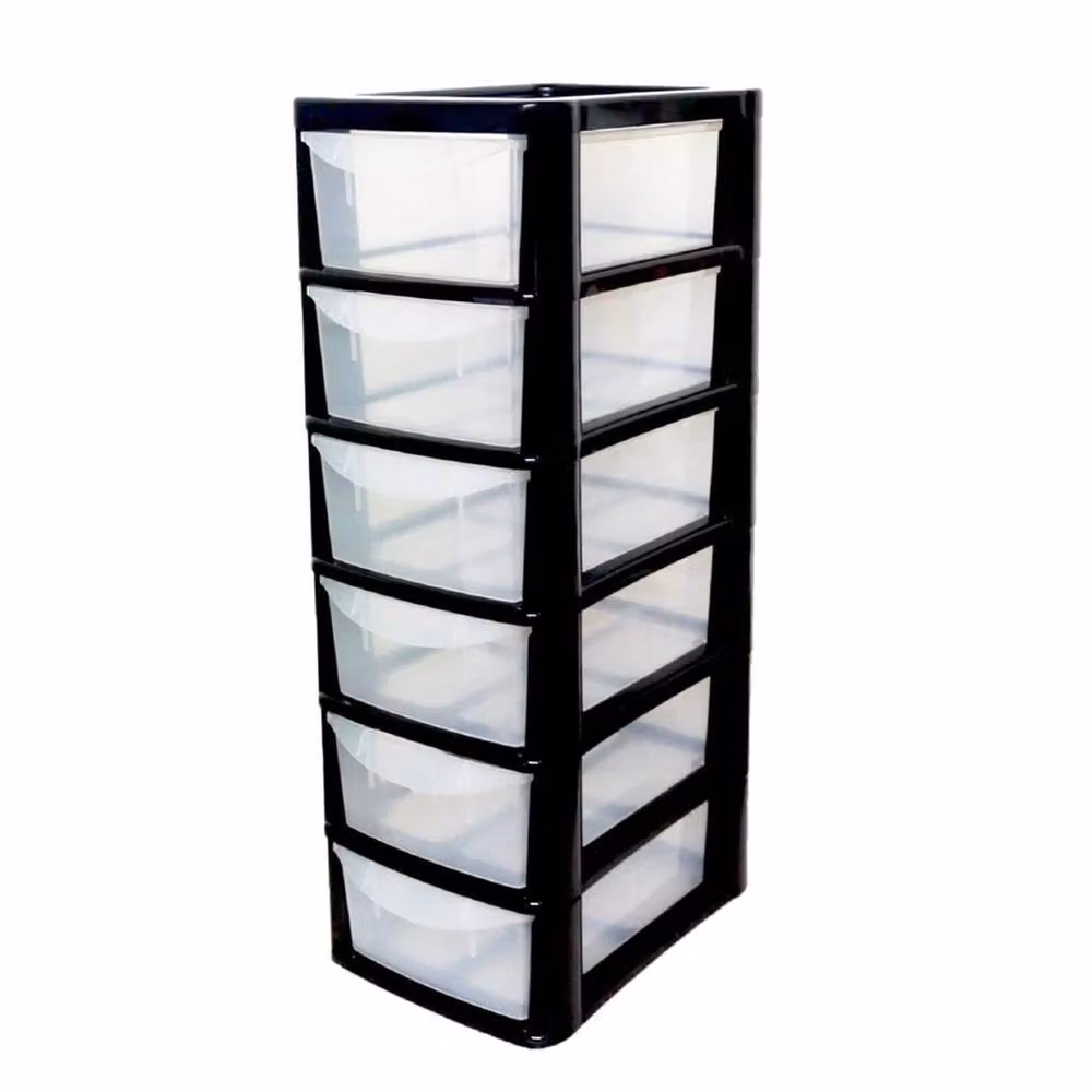Nordara 2 Pack Small Plastic 6-Drawer Desktop Tower Storage Unit in Black – 2