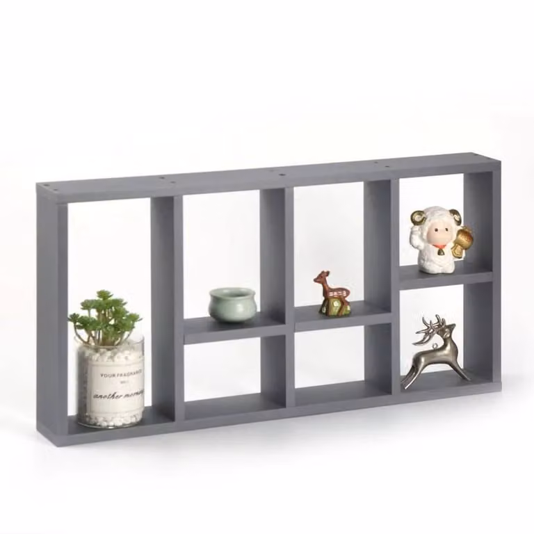 PAWNORA 7-Compartment Wall Mounted Floating Shelves in Grey