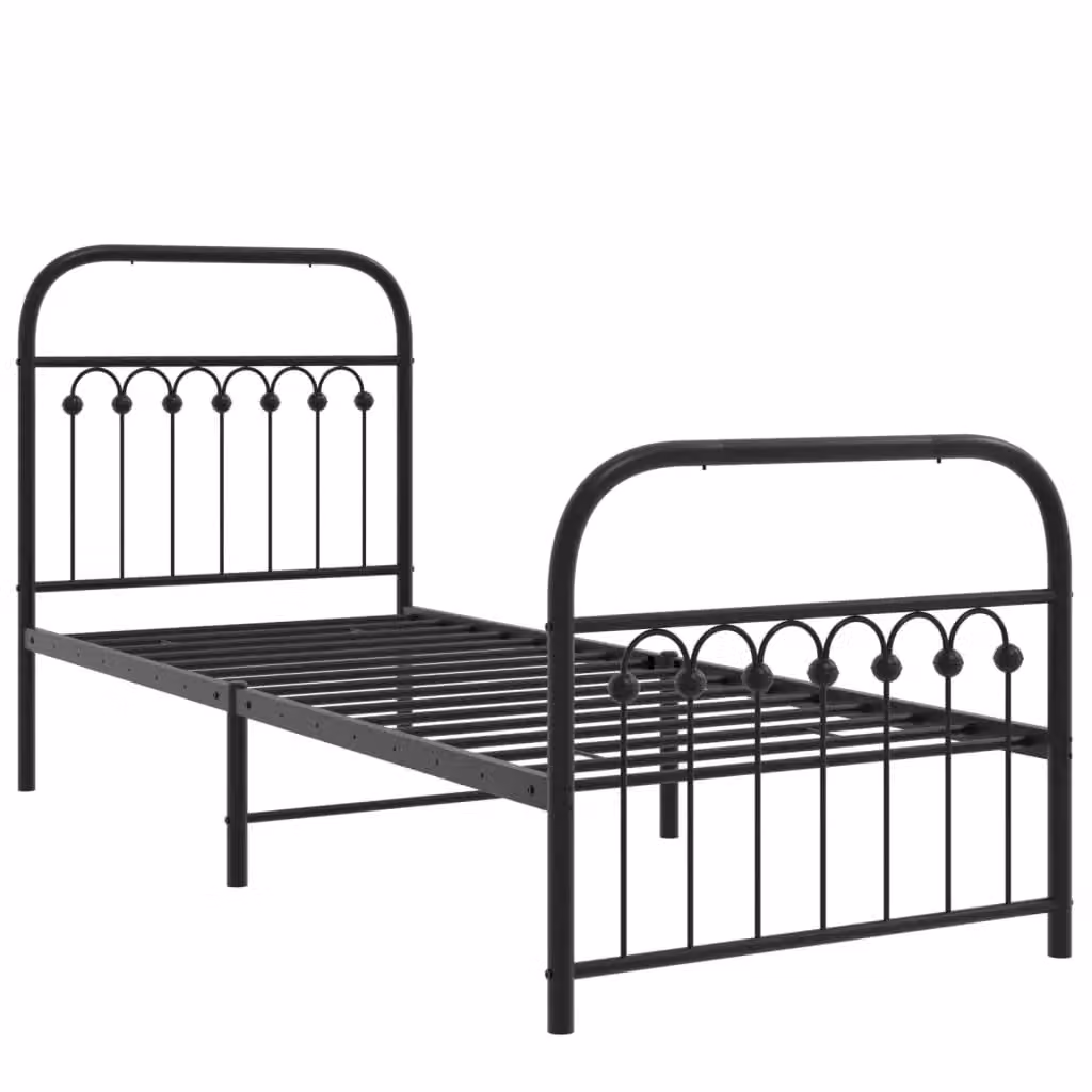 Berkfield Home Metal Bed Frame with Footboard, Black, W: 75 cm, L: 190 cm – 2