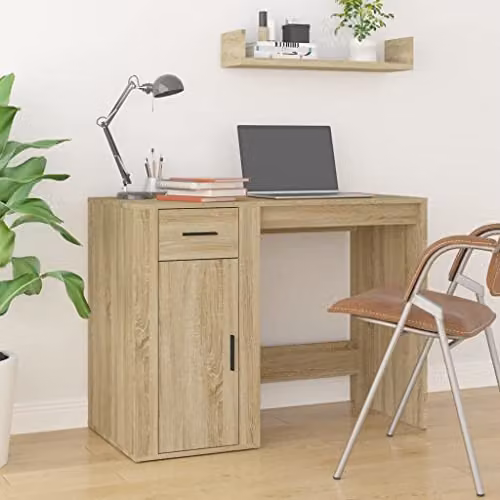 vidaXL Modern Writing Desk in Brown Engineered Wood W/D/H: 100 x 49 x 75 cm – 2