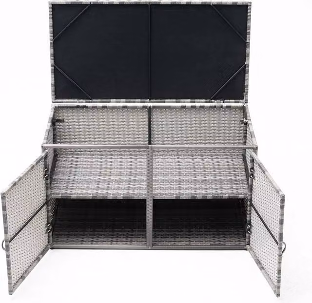 FORGEVIO Grey Lidded PE Rattan Storage Box – 1