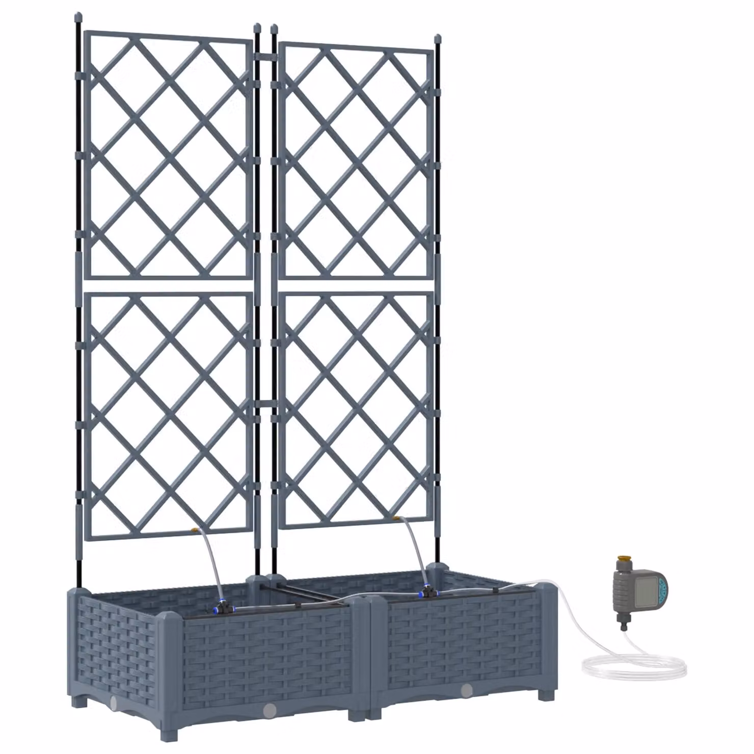 Berkfield Home Garden Planters with Water Irrigation System, 2 Piece Set, Grey – 2