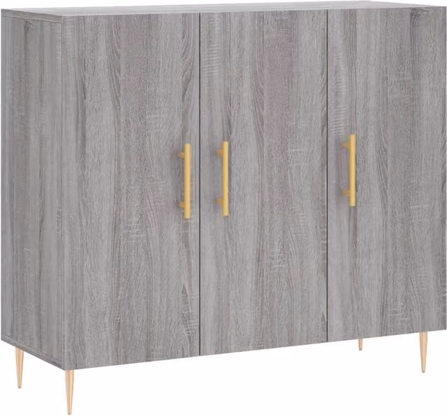 Berkfield Home Grey Sonoma Sideboard in Engineered Wood, W/D/H: 90 x 34 x 80 cm – 1