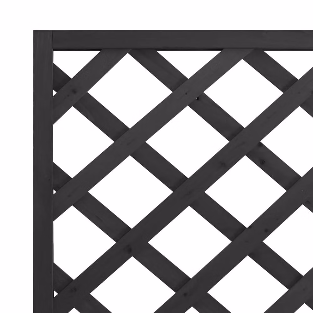 Berkfield Home Black Solid Wood Fir Planter with Trellis, H 180 x W 90 x D 35 cm – 3