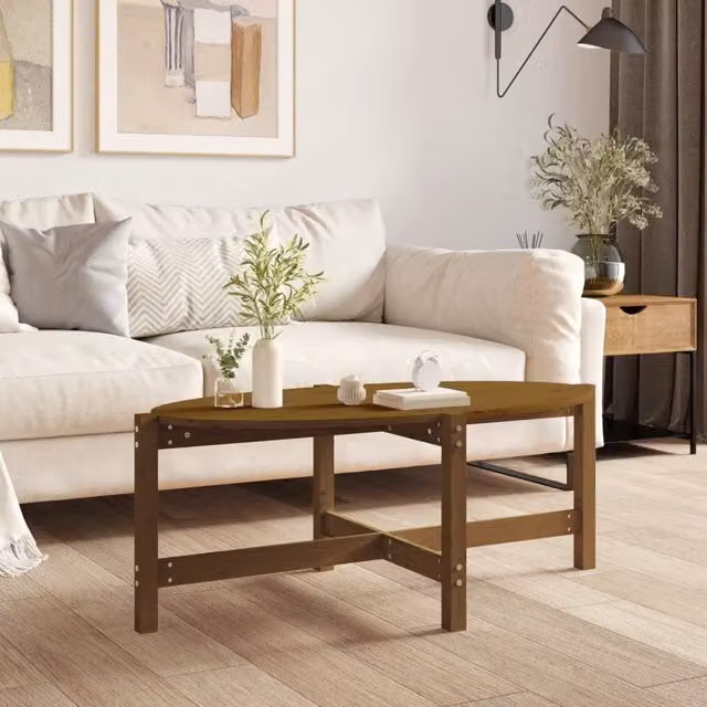 Berkfield Home Rustic Solid Wood Pine Coffee Table, Honey Brown, W/D/H: 118 x 63 x 45 cm – 1