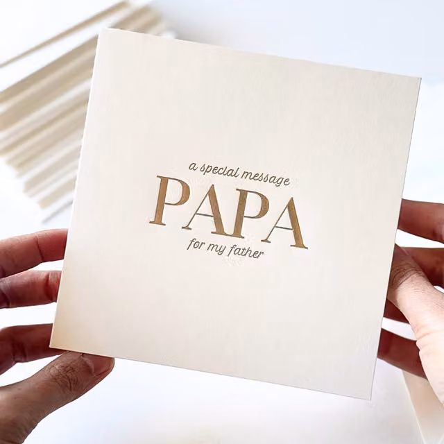 Peacock Supplies Luxury Papa Father Special Message Card in White and Gold