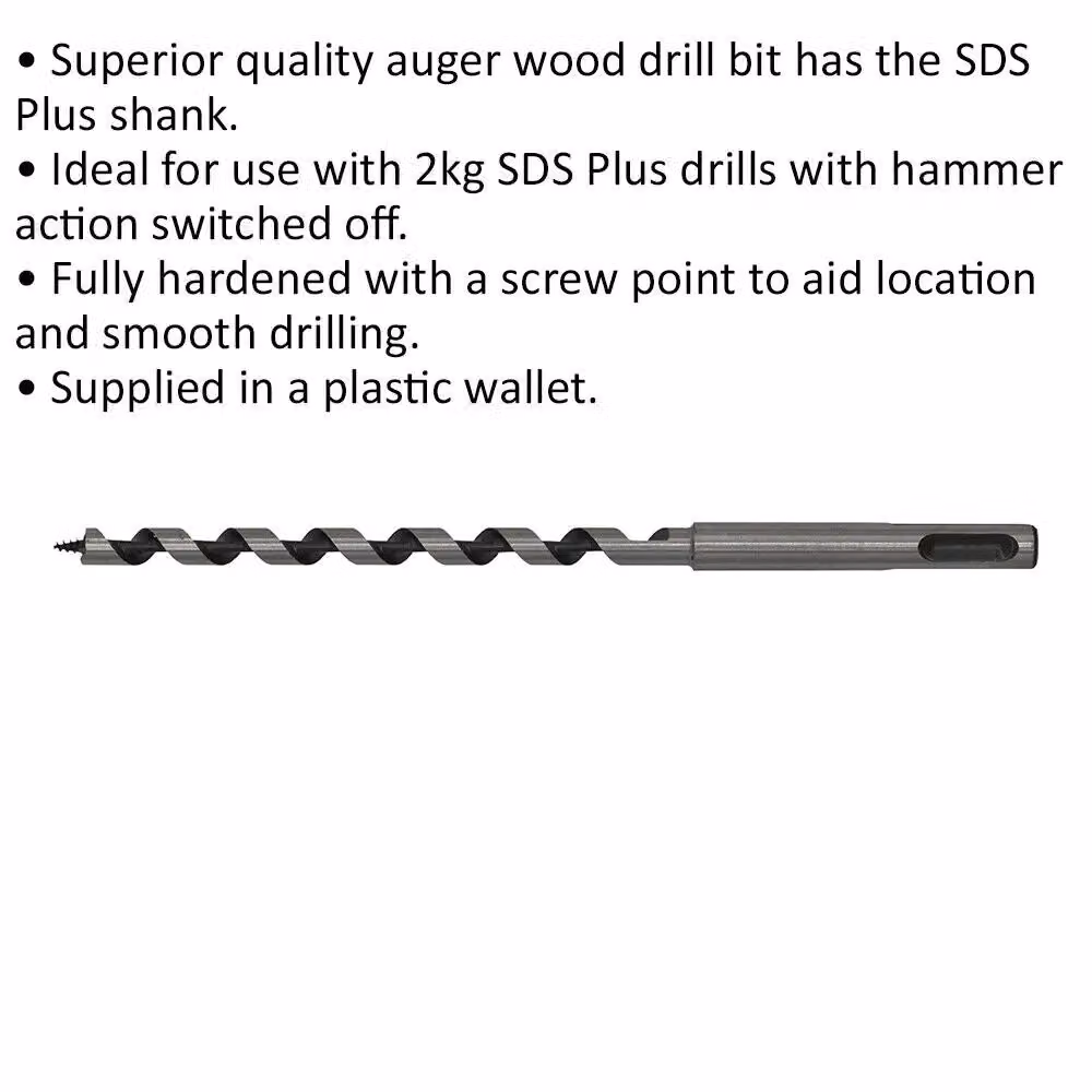 Loops SDS Plus Auger Wood Drill Bit, Silver and Multicolour, Diameter: 8 mm, Length: 200 mm – 2
