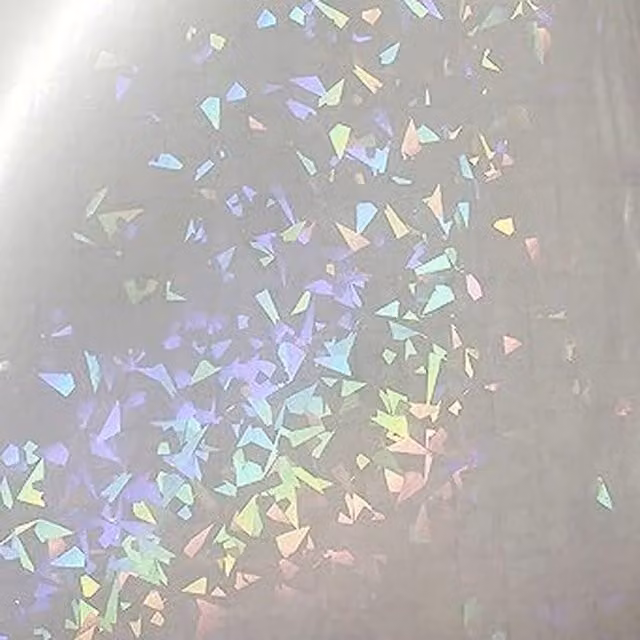 Syntego Pack of 10 Holographic Broken Glass Vinyl Overlay Sheets in Multicolour Transparent Plastic