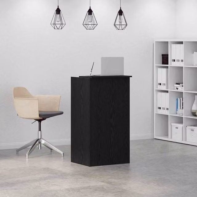 Berkfield Home Black Modern Reception Desk in Engineered Wood, W/D/H: 55 x 50 x 103.5 cm – 1