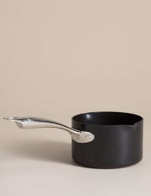 M&S Non-Stick Pro Aluminium Milk Pan, Black, 14cm