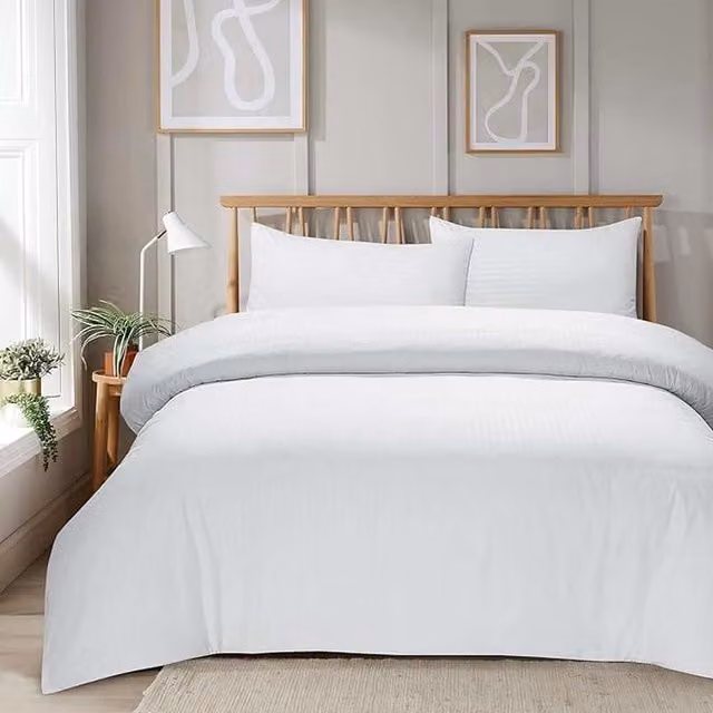 NewEdgeBlinds White Striped Cotton and Polyester Breathable Duvet Cover, 90 x 200 cm