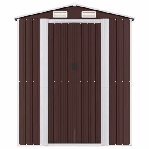 vidaXL Garden Shed in Dark Brown, Galvanised Steel, W/D/H: 440 x 192 x 223 cm – 4
