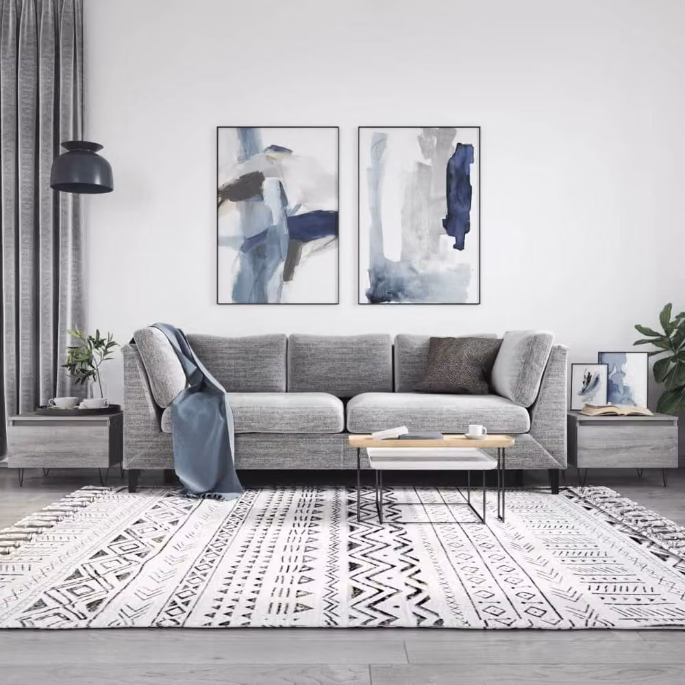Berkfield Home Set of 2 Modern Grey Nested Coffee Tables, W/D/H: 50 x 46 x 35 cm – 2