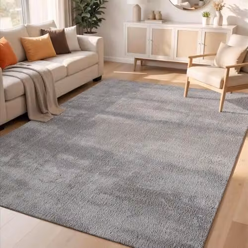 Desire Rugs Plain Grey Washable Non-Slip Living Room Area Rug, W: 80 cm, D: 120 cm
