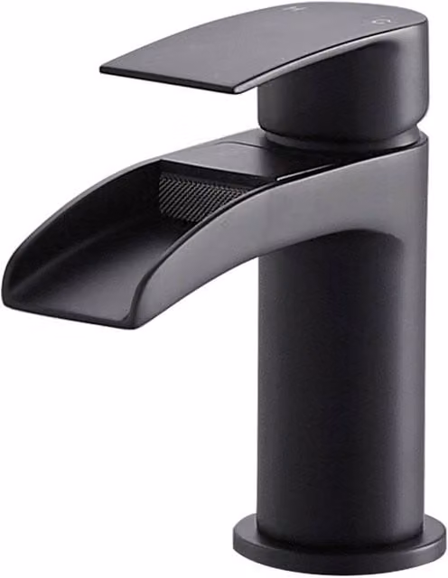 BATHWEST Waterfall Matte Black Single Lever Basin Mixer Tap