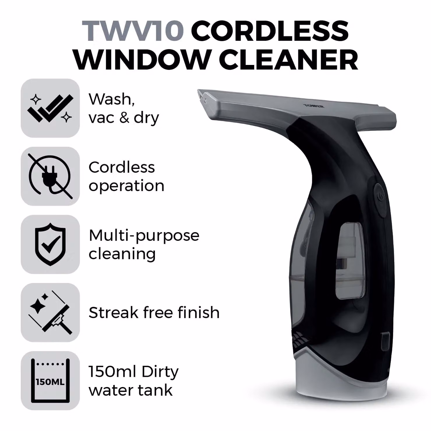 Tower TWV10 Cordless Window Cleaner in Platinum and Black – 3