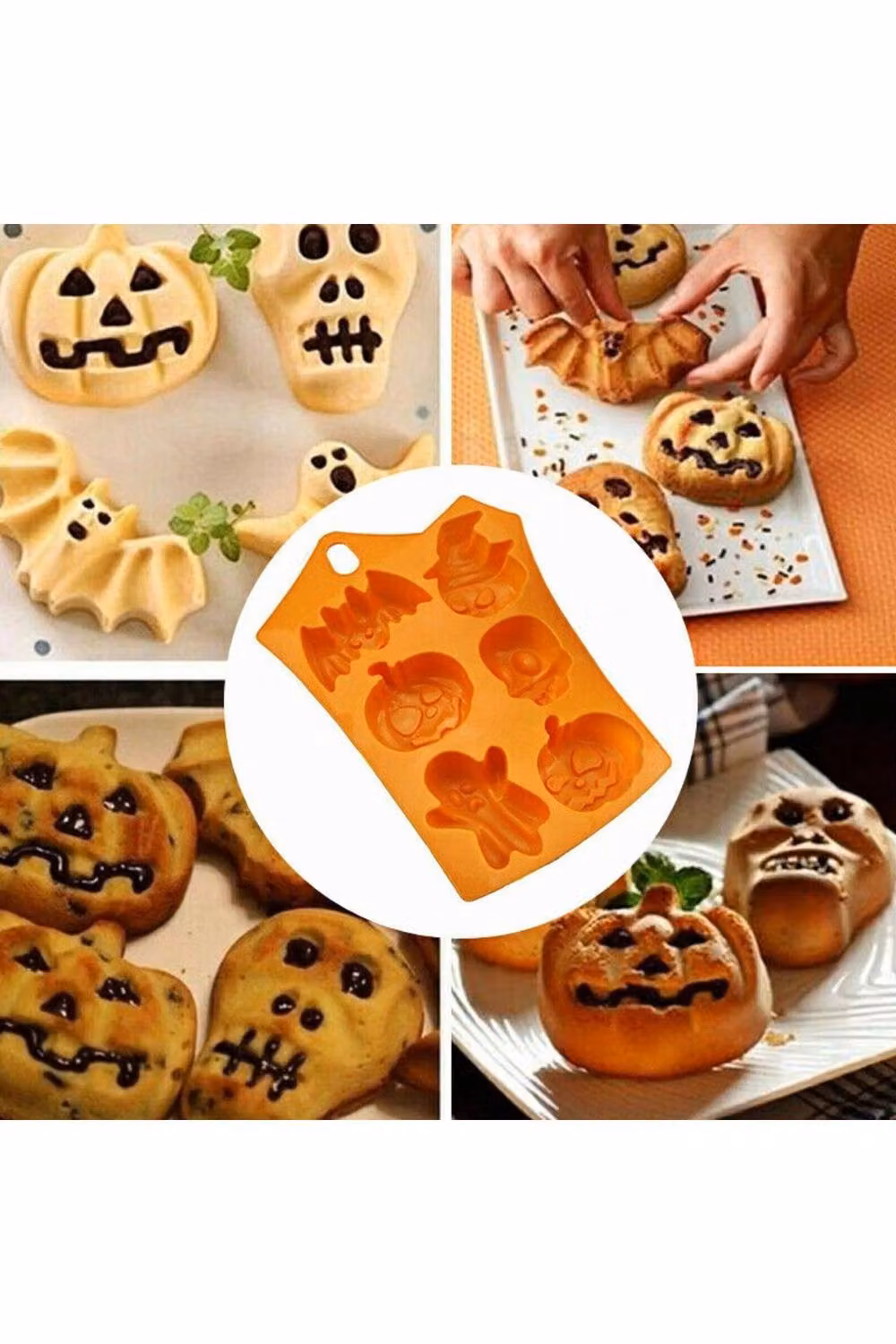 KDMD Orange Halloween Figures Silicone Mould for Cake, Soap and Candles – 3