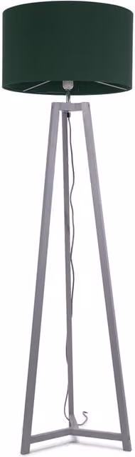 ValueLights Lottie Modern Wood Floor Lamp with Forest Green Fabric Drum Shade