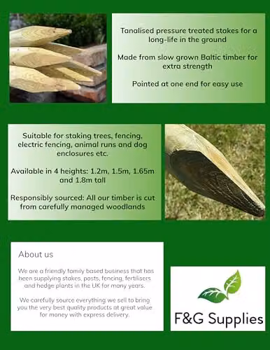 F&G Supplies Pressure Treated Brown Half Round Wooden Fence Posts, 25 Pack, H: 180 cm, W: 10 cm