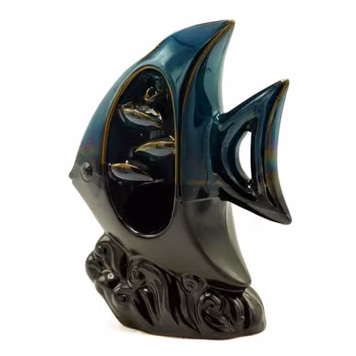 KDMD Tropical Fish Ceramic Backflow Incense Burner in Green