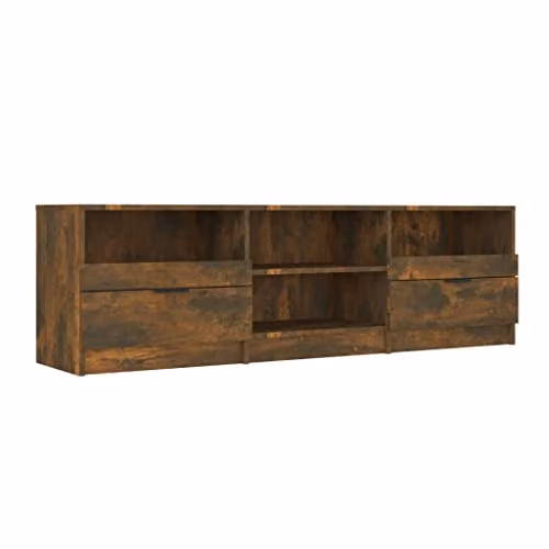 vidaXL Modern TV Cabinet in Brown Smoked Oak, W/D/H: 150 x 33.5 x 45 cm – 1