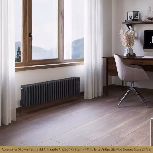 UK Radiators Alpha 4 Column Horizontal Traditional Cast-Iron Style Radiator in Anthracite Grey, W: 1164 mm, H: 300 mm – 3