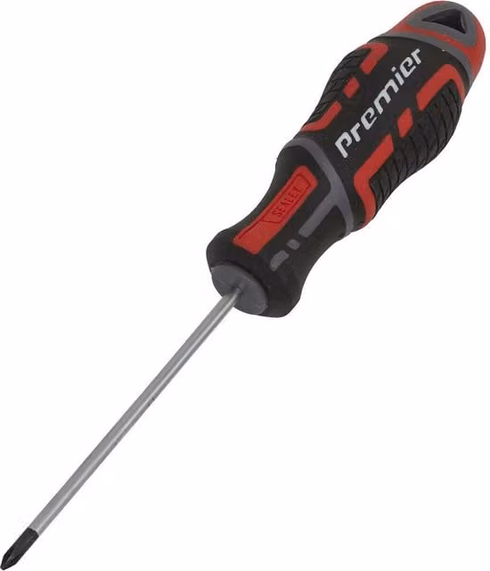 Loops PREMIUM Phillips 0 x 75mm Screwdriver with Ergonomic Soft Grip and Magnetic Tip in Red and Multicolour