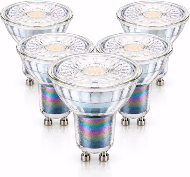 BELL Lighting GU10 Premium LED Glass Spotlights, Cool White, Pack of 5