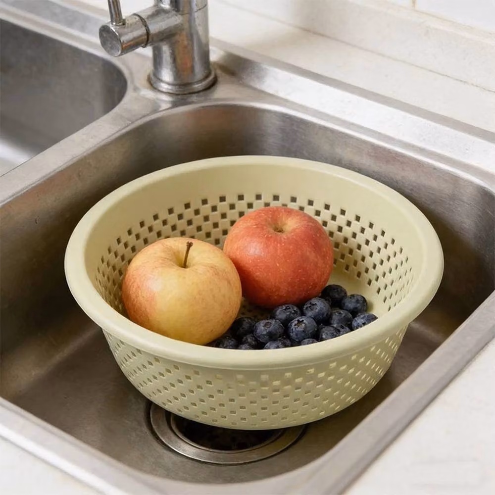 FLAVORA Multicolour Plastic Round Colander Basket for Washing Vegetables and Fruit, Diameter: 35 cm – 3