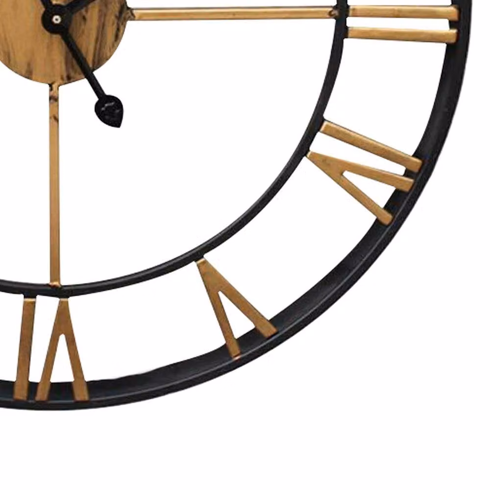 Havendro Large Round Metal Wall Clock in Black for Indoor and Outdoor Use – 3