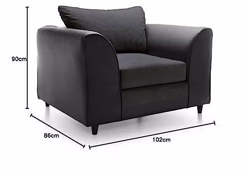 Abakus Direct Dylan Black Chenille and Faux Leather Swivel Armchair – 2