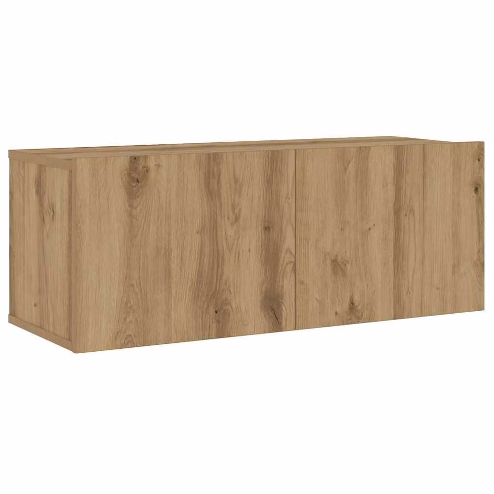 Berkfield Home Artisan Oak Wall Mounted TV Cabinets, 3 Piece Set in Brown – 4