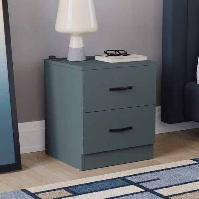 HD Designs Riano 2 Drawer Bedside Cabinet in Green – 1