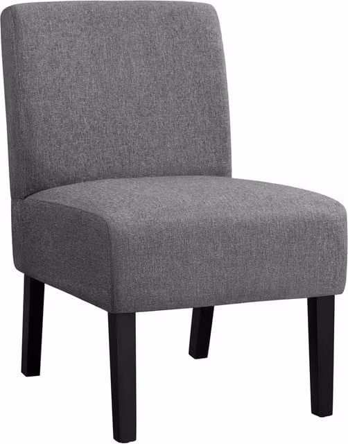 Yaheetech Armless Fabric Side Chair with Solid Rubberwood Legs in Grey