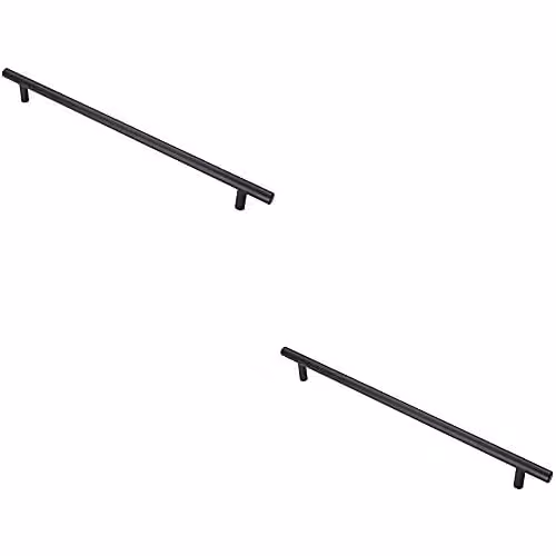 Loops 2 Pack T-Bar Cupboard Pull Handles in Matt Black, 348 x 12 mm with 288 mm Fixing Centres