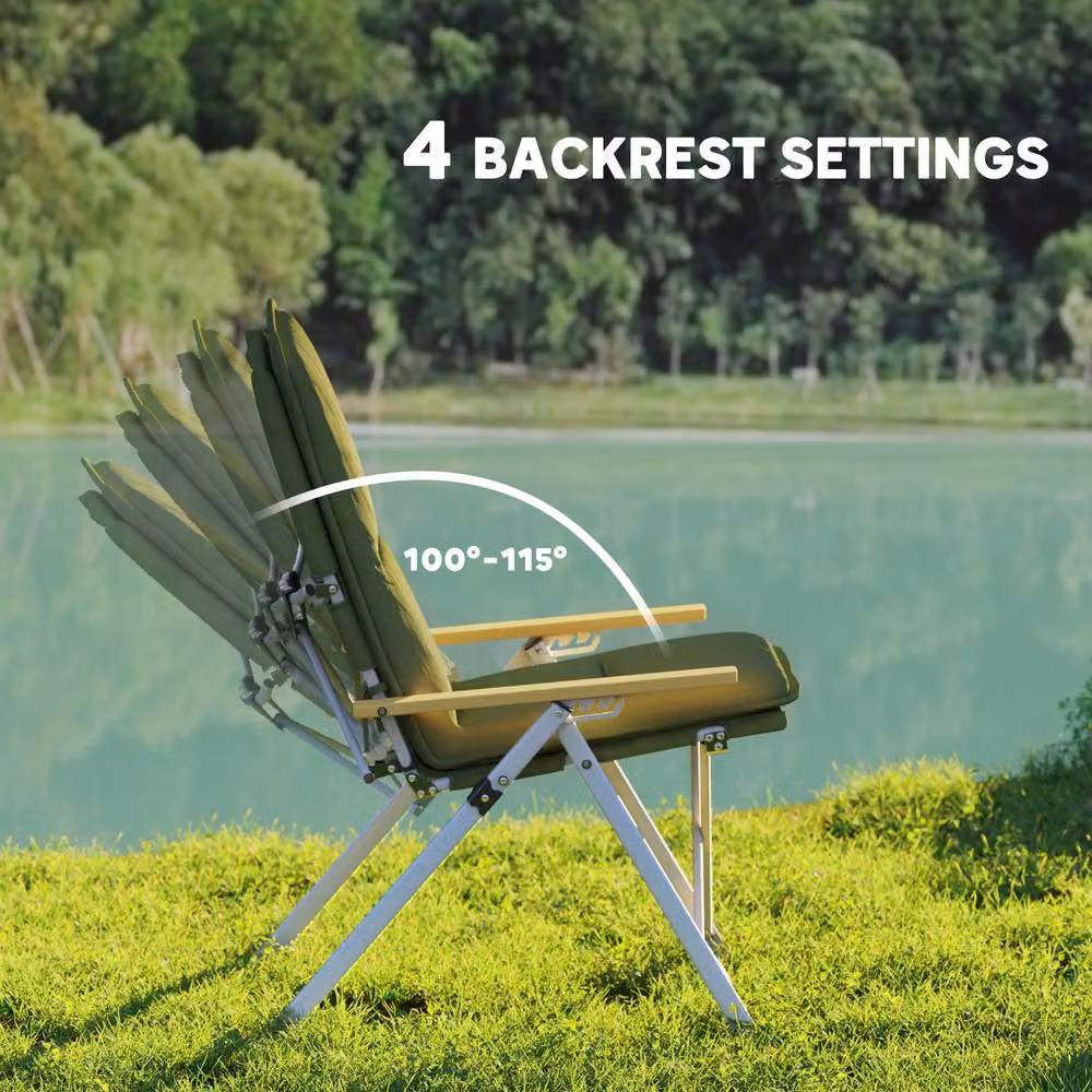 STILVORA Green Outdoor Chair with Beech Wood and Powder Coated Aluminium Frame – 4
