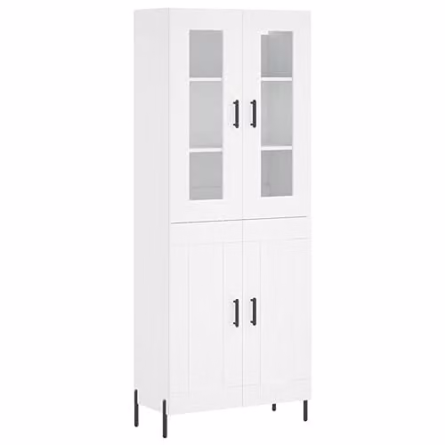 vidaXL Modern White Highboard Sideboard and Storage Cabinet with Metal Feet